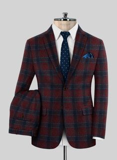 Make a striking appearance in our Loro Piana Edwado Alpaca Wool Suit that boldly presents your personality with a prime focus. Tailored with an alpaca-wool blended fabric, our suit has a soft and comfortable trait with its soft feel on the skin, accompanied by a maroon-shade framework and blue-colored plaid design that will always have the upper hand in your precious wardrobe. So be an unequivocal identity with our suit that always sets you in the spotlight for the day.  Choice of the Elite, Lor