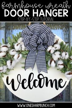 a welcome door hanger with cotton on it