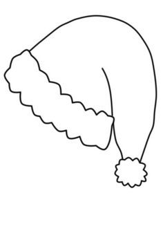 a black and white drawing of a santa hat