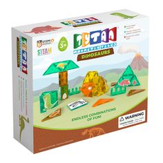 With 60 tiles of various shapes and sizes, kids can build the dinosaur safari land of their dreams! Children will get to explore their IMAGINATION and fine-tune their MOTOR SKILLS without sitting in front of a screen. With a simple click, these magnetic learning titles can bring to life numerous different creations and dreams. Every Tytan Tiles magnetic kit is certified by STEM. org as an educational tool to help develop STEM (Science, Technology, Engineering, and Mathematics) skills. Kids will Teaching Shapes, Kids Play Toys, Magnetic Tiles, Pattern Recognition, Stem Science, Stem Toys, Play Toys, Backyard Fun, Science Technology