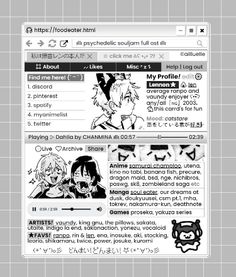 an image of the web page with anime characters in black and white, on it