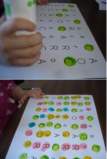 two pictures of children making different shapes and numbers on paper with colored circles around them