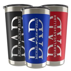 PRICES MAY VARY. SPECIAL FATHER'S DAY GIFT: Thanks to our Personalized Dad Tumbler with Names, you can express your love and appreciation of your dear dad by giving him something to always remember you. Have your name/s engraved in the middle of the word "DAD", and let your father remember you with every sip from his unique tumbler. NEAT DESIGN WITH 4 FONTS: You can choose one of our 4 stylish fonts for names' engraving, and let's not forget the 5 options of the cute dividing icons between the n Personalized Tumblers For Men, Dad Gifts From Kids, Gifts For Grandpa, Birthday Cheers, Dads Favorite, Stylish Fonts, Always Remember You, Kids Names, Personalized Tumbler