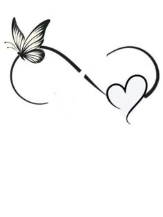 a heart and a butterfly on a white background with the word love written in it