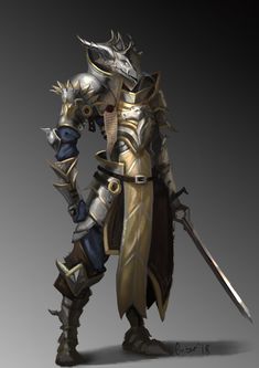 Paladin Of Bahamut, Dragonborn Paladin, Dnd Paladin, Dragon Armor, Dungeons And Dragons Art, Dragon Knight, 다크 판타지