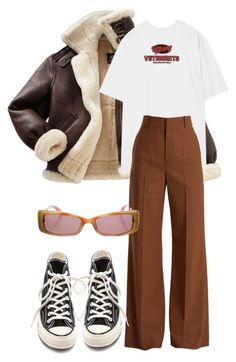 Sans titre #3585 by mstfscxrus ❤ liked on Polyvore featuring Vetements, ChloÃ©, Converse and Miu Miu 70s Inspired Fashion, Fashion Blogger Style, Brown Pants, Moda Vintage, Looks Chic, Mode Inspo, Trend Fashion, Grunge Style, 가을 패션