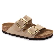 Arizona Big Buckle Nubuck Leather Sandcastle | BIRKENSTOCK Birkenstock Arizona Big Buckle, Arizona Big Buckle, Birkenstock Styles, European Shoes, Birkenstock Women, Buckle Sandals, Sand Castle, Birkenstock Arizona, Nubuck Leather