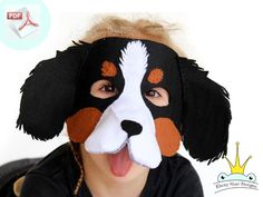 ♥ I am a dog mask PATTERN for you to print. If you want a finished mask- this 'aint it! Watch for your link when you hit 'pay'. Download. Print. And get sewing straight away ♥  Make your own dog-gone cute, 3D puppy dog mask with our easy to follow, simple sewing pattern, some felt and hat elastic.   You will receive: ♥ A list of supplies ♥ Step-by-step pictures and instructions ♥ Stitch Diagrams ♥ A Full-sized pattern (no re-sizing necessary) ✼ SKILL LEVEL: Easy. ✼ SIZE: 1 size fits most childre Dog Costumes For Kids, Ideas Disfraz, Diy Felt Animals, Felt Animal Masks, Finger Puppet Patterns, Felt Finger Puppets, Diy Dog Costumes, Dog Mask, Puppet Patterns