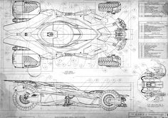 a blueprint drawing of the batmobile from batman