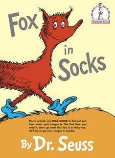 the book cover for fox in socks