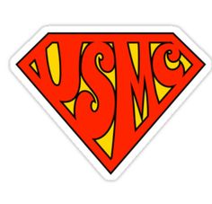 the superman logo is shown in red and yellow with the word usm on it