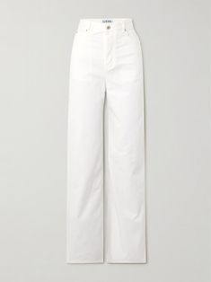 LOEWE High-rise wide-leg jeans | NET-A-PORTER Denim Flats, High Rise Wide Leg Jeans, Sport Swimwear, Sports Skirts, Party Looks, Jeans Dress, Skirt Top, Net A Porter, Wide Leg Jeans