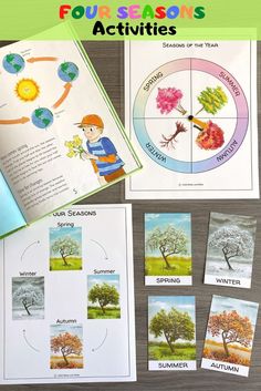 Teach your little ones all about the four seasons with this printable unit study! This resource will teach your little one all about the changing seasons, the reason for the seasons, the signs of each season, which months make up each season, and so much more! The unit study is ideal for ages 3-9 with many activities suitable for toddlers as well. Facing The Sun, Spring Activities, Seasons Of The Year