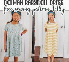 Free Teen Dress Pattern, Simple Babydoll Dress Pattern, Girls Shift Dress Pattern Free, Free Long Sleeve Dress Patterns For Kids, Toddler Flutter Sleeve Dress Pattern Free, Comfy Summer Dresses, Girls Dress Pattern Free