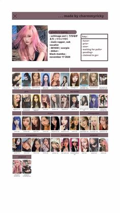 an image of a website page with many different women's hair styles and colors