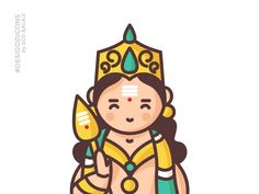 an illustration of a woman with a gold crown on her head and holding a spoon in her hand