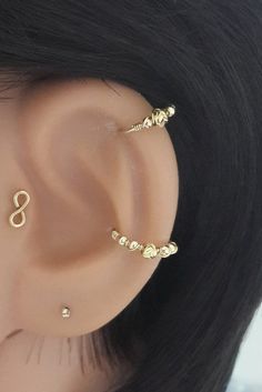 14K Gold Filled Beaded Helix Earring -  Helix hoop - Gold Cartilage Piercing -Silver Helix Jewelry-1 Helix Rings, Ear Lobe Piercings, Helix Jewelry, Helix Hoop, Helix Earring, Cleaning Silver Jewelry, Helix Earrings, Gold Ear Cuff, Nose Rings Studs