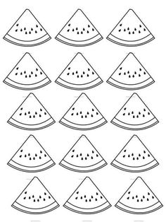 watermelon slices are shown in black and white, with dots on the edges