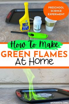 green flames at home with text overlay reading how to make green flames at home