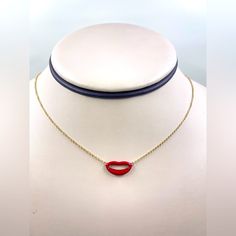 New, With No Tag Rci Necklace In Of 14k Yellow Gold. Length Is Adjustable 16 1/4” - 17 1/2”. Width Of The “Lips” Is 8/16”. Yellow Gold Color, Gold Yellow, Gold Color, Lips, Yellow Gold, Womens Sizes, Women Jewelry, Tags, Yellow