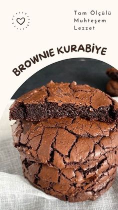 brownie kurabike is cut in half on top of a white napkin