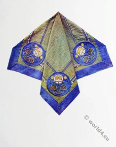 an origami kite with blue and yellow designs