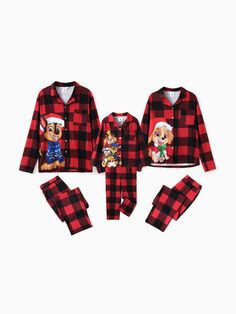 Celebrate Christmas with the whole family in style with this matching outfit set featuring the Nickelodeon PAW Patrol characters.
*Product features: Matching outfit set with Christmas plaid design. 
*Fabric characteristics: Soft and comfortable with a slight stretch.
*Piece of product: 2-piece set including lapel top and pants.
*Neckline: Classic open-front cardigan.
*Sleeves: Long sleeves for warmth.
*Style: Christmas plaid design with PAW Patrol characters on the side.
*Fit: True to size and comfortable to wear.
*Length: Standard length for cardigans. Paw Patrol Pajamas, Jumpsuit Winter, Comfy Blouse, Family Pjs, Paw Patrol Characters, Matching Christmas Pajamas, Christmas Pajama Set, Matching Sweaters, Pajamas Comfy