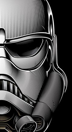 a black and white drawing of a storm trooper helmet