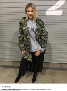 Khloe Transformation, Estilo Khloe Kardashian, Khloe Kardashian Outfits, Khloe Kardashian Style, Kardashian Beauty, Estilo Kardashian, Kardashian Outfit, Camouflage Jacket