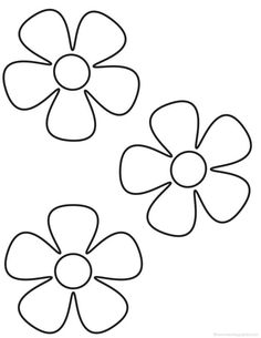 three flowers with one flower in the middle and one on the bottom, all outlined in black