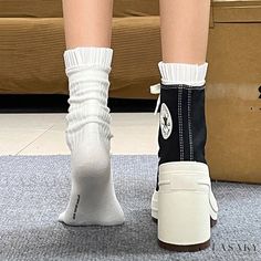 Lasaky - Vintage Canvas High Heel Chunky Platform Sneakers with Round Toe, Slim Straps, Waterproof Platform, Height-boosting Thick Sole in White Chunky Platform Sneakers, Woolen Coat Woman, Black High Heel Sandals, Summer High Heels, Striped Knitted Sweater, Coat Women Fashion, Wool Coat Women, Womens Knit Dresses, Long Sleeve Knit Dress