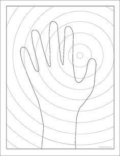 a drawing of a hand with lines in the background