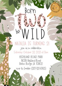 an animal themed baby shower is featured in the jungle with giraffes and elephants