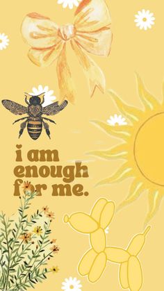 i am enough for me card with bees and flowers