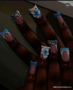 Acrylic Nail Set, Duck Nails, Nails Coffin Short, Hard Nails, Girly Acrylic, Blue Acrylic Nails, White Acrylic Nails, Colored Acrylic Nails, Girly Acrylic Nails