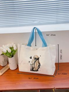 Bird in Bag - Stylish Large Capacity Casual Tote Bag for Womens Daily Use Cartoon Bag, Casual Tote Bag, Casual Tote, Bird In Bag, Handle Bag, White Patterns, Top Handle, Top Handle Bag, Color White