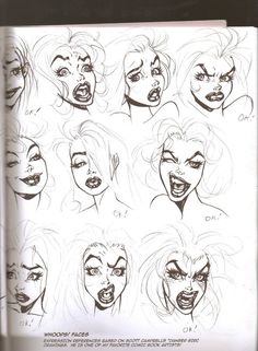 a drawing book with various faces and expressions