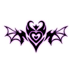 a heart shaped tattoo with bats on it