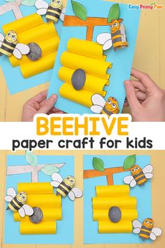 beehive paper craft for kids to make with construction paper and bees on it