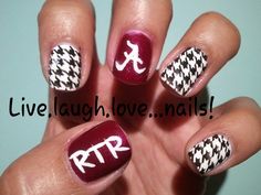 university of alabama nail designs | Crimson Tide University of Alabama style nail design ... | Nails Ga... Alabama Roll Tide Nails, Alabama Football Nails Crimson Tide, Roll Tide Nails, Alabama Nail Designs, Crimson Tide Nails, Alabama Nails Crimson Tide