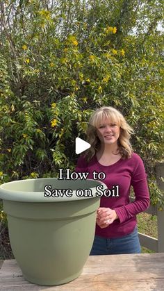 Needmore Farms | Gardening, DIY, and Recipes on Instagram: "Filling large planters completely with soil can make them heavy and expensive. Try this hack to save some money…and your back 😂🪴  This hack is for large pots. If your pot is 14” or smaller, fill the enter pot with soil.   #garden #gardening #gardenhacks #gardeninghacks #gardeningtips #needmorefarms" Big Pots In Garden, How To Fill Large Potted Plants, Diy Planting Pots, What To Put In Large Planters, Giant Pots Planters, Flower Pots Ideas Outdoor, Planting In Large Planters, What To Fill Big Flower Pots With, Diy Large Flower Pots Outdoor Planters