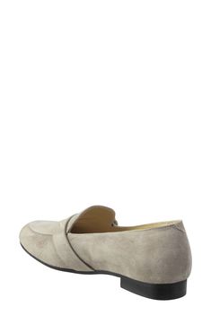 A glossy buckle adds an elegant flourish to this soft suede loafer featuring All Day Heels® technology with a PORON-cushioned footbed for lasting comfort. The added bonus of a weather-proof design ensures you stay dry and cozy no matter what the day brings. Water-resistant Multilayered, PORON®-cushioned footbed Leather upper and lining/rubber sole Made in Italy Elegant Suede Closed Toe Slip-ons, Suede Flat Slip-ons For Business, Business Suede Flat Slip-ons, Elegant Closed Toe Loafers With Suede Lining, Elegant Suede Slip-ons With Flat Heel, Elegant Flat Loafers With Suede Lining, Suede Slip-ons With Round Toe For Office, Medium Width Suede Slip-on Loafers, Suede Loafers With Cushioned Footbed For Work