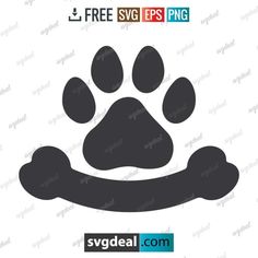 an animal paw print with the word free svg eps png in black and white