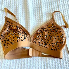 Latte Leopard Print Busty Bralette By Lively, Size 1 Beige Push-up Bra For Summer, Beige Fitted Bra For Beach, Fitted Beige Bra For Beach, Fitted Full Coverage Brown Bra, Fitted Brown Full Coverage Bra, Fitted Brown Underwire Bra, Women's Intimates, Bralette, Leopard Print