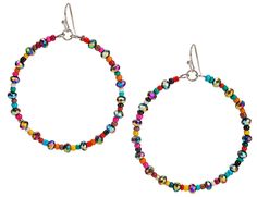 PRICES MAY VARY. ✨BRING ON THE BLING FACTOR!: These colorful Bohemian-style handmade hoop earrings are sure to make heads turn and draw admiring looks wherever you go. You will feel confident with this bling factor at your next social gathering or special event! 😊NOTHING BUT COMFORT: Enjoy wearing jewelry all day long without any discomfort as our 1.75-inch diameter hoops only weigh 2.21 grams – lightweight enough that you won’t even notice them. 💖SPARKLING MULTI COLOR : Show off luminous colo Iridescent Clothing, Hoop Gold Earrings, Handmade Hoop Earrings, Multicolor Earrings, Drop Dangle Earrings, Beaded Hoops, Matching Bracelets, Faceted Bead, Seed Bead