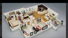 this is an image of a two bedroom floor plan with living room and dining area