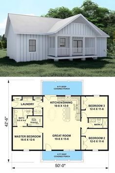 the floor plan for this small house is very large and has an open living area