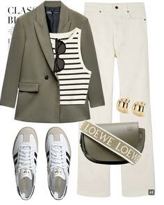 Dior Inspired Outfit, Khaki Blazer Outfit Women, Zara Blazer Outfit, Khaki Blazer Outfit, Blazer Summer Outfits, Loewe Jeans, Jeans Blazer Outfit, Virgo Rising, Khakis Outfit