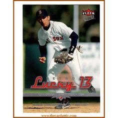 a baseball card with the name lucky 13 on it's front and an image of a player in uniform