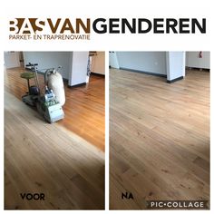 two pictures showing different types of wood flooring